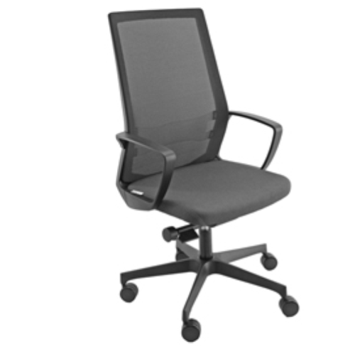 Poltrona semidirezionale I70 Grigio e schienale rete nera c/bracc.
